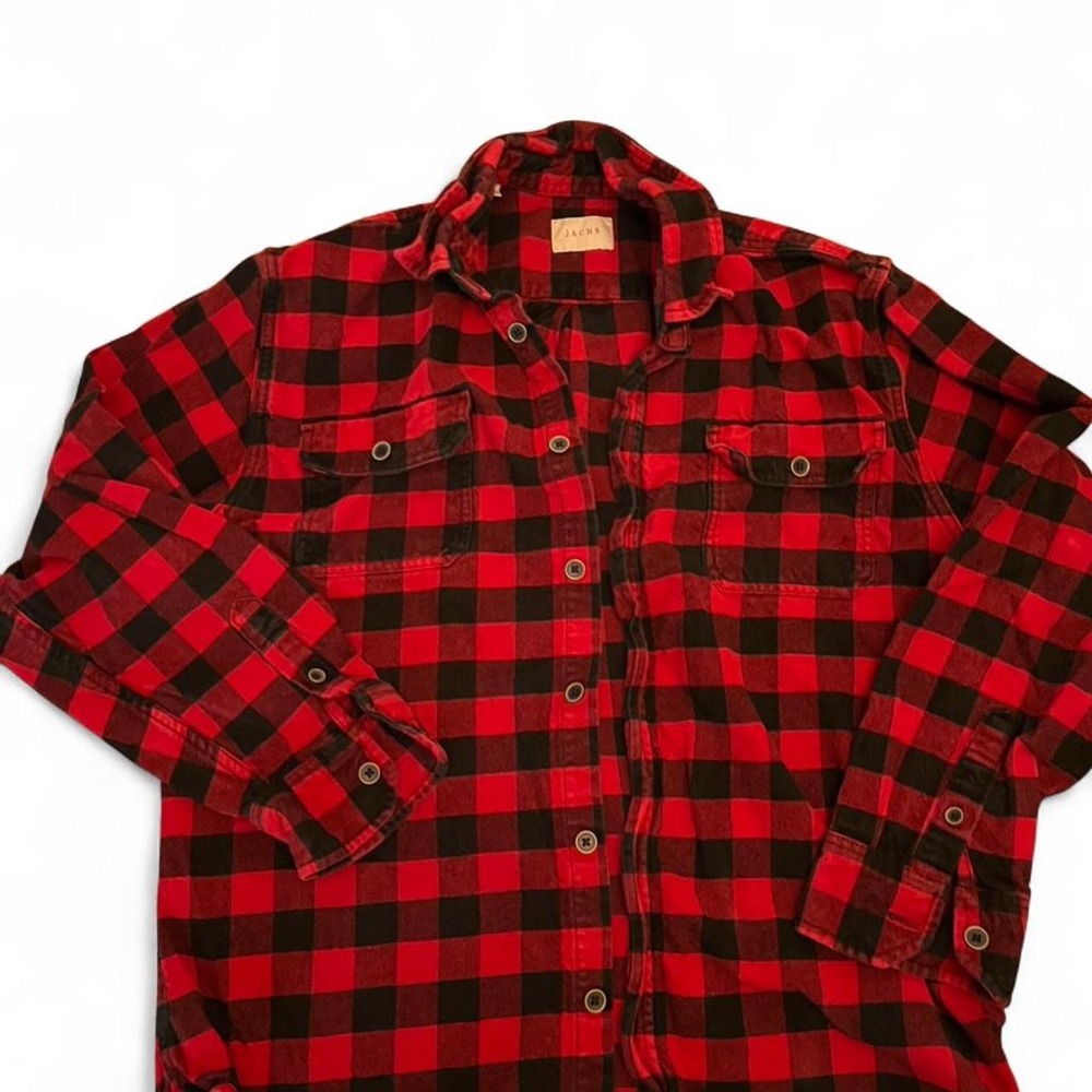 Red and black plaid thick flannel shirt